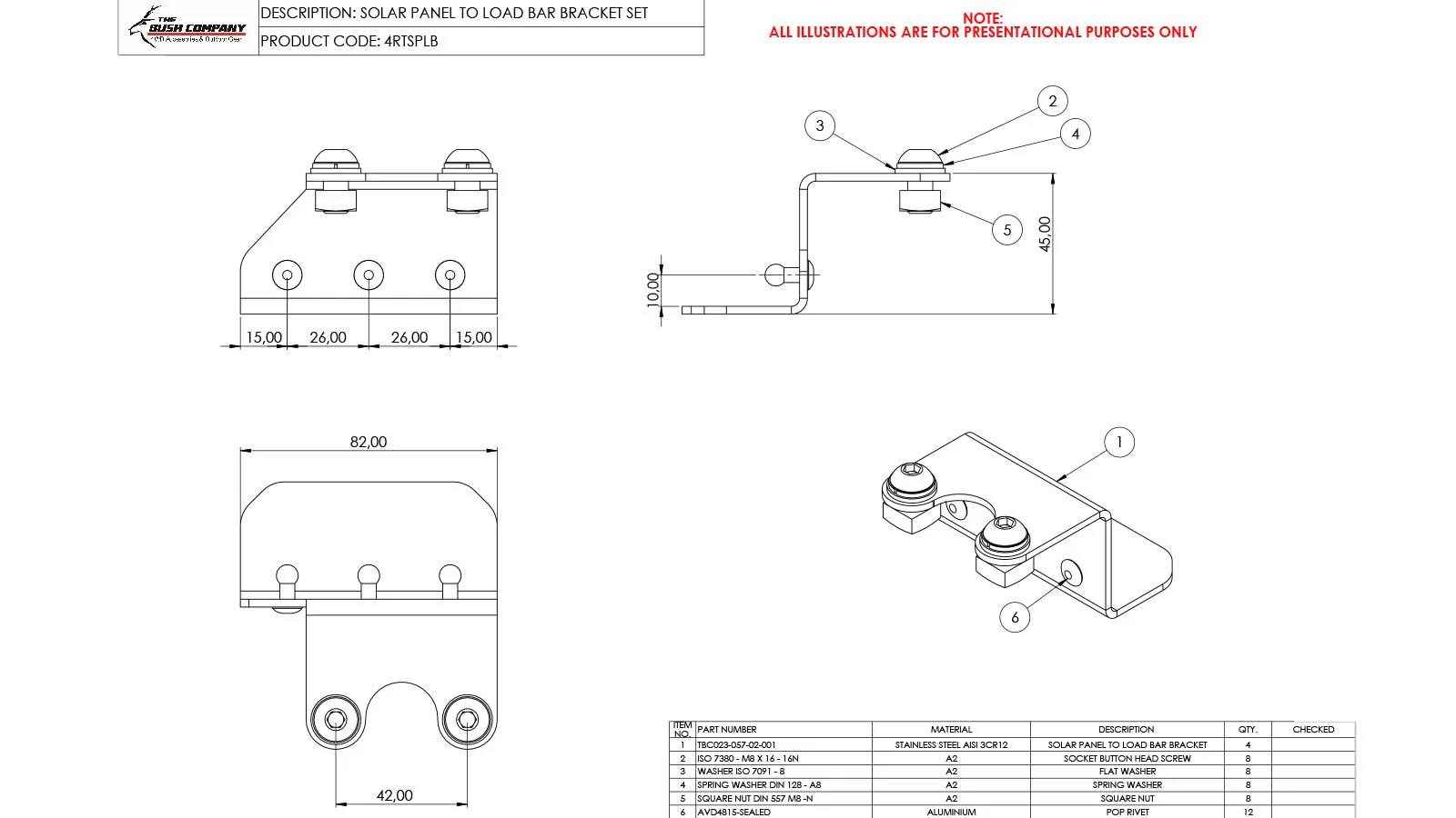 Solar Panel To Load Bar Bracket Set - Image 4